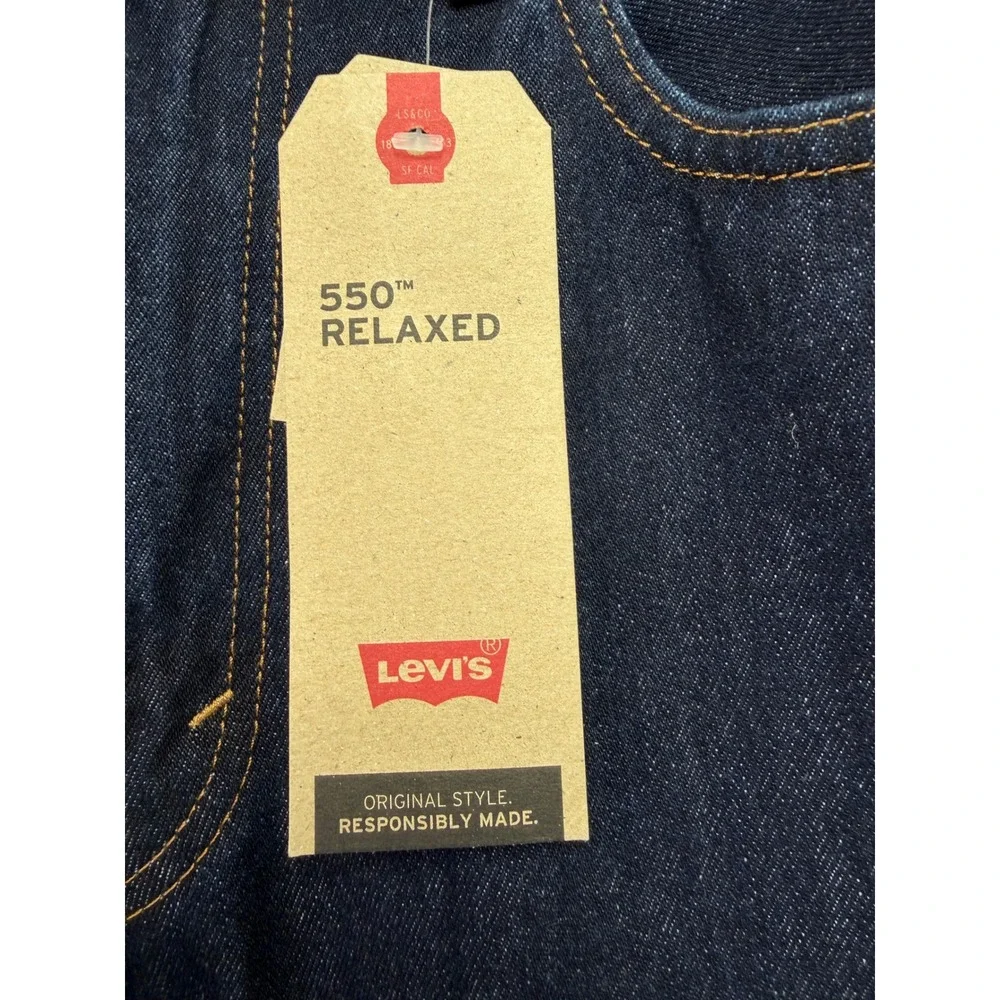 Levi 550 Relaxed Fit Dark‎ Wash Denim Jeans Mens 36x29 Tapered Leg (HH35) NWTs
